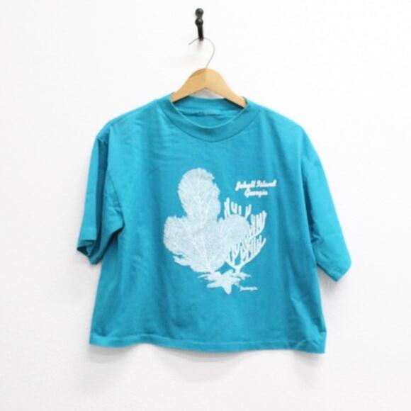 Vintage Jekyll Island Georgia Crop Top T Shirt Large - Picture 1 of 6